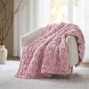 1 PC 50x60" Ruched Fur Throw Pink