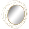 HOMCOM 25.6" Circle Mirror for Wall, Modern Metal Wall Art for Living Room, Bedroom and Dining Room, Gold