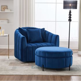 40.35"W Oversized Accent Barrel Chair and Half 360° Swivel Sofa with Ottoman