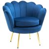 HOMCOM Velvet-Touch Accent Chair Leisure Club Chair Gold Metal Legs for Living Room Blue