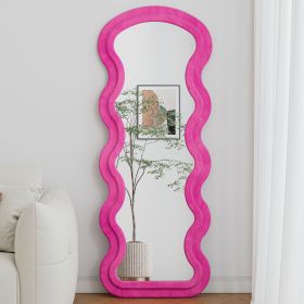 Flannel Full Length Wave rose Floor Mirror for Bedroom living room Hanging or Against The Wall