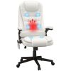 HOMCOM White Ergonomic Heated Massage Office Chair Recliner Desk with 6 Vibration Points