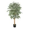 5FT Artificial Ficus Tree Tall Faux Plant with Black Pot for Indoor Decor