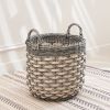 Zita Round Resin Woven Wicker Multi-Use Storage Basket with Handles - 18" x 18" x 15.7" - White-Gray - For Towel, Toys