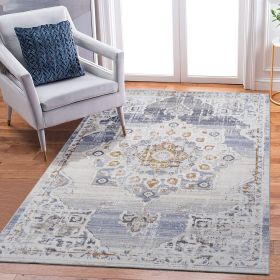 LOOM & LUXE Collection 8X10 Cream/Gold /Medallion Non-Shedding Living Room Bedroom Dining Home Office Stylish and Stain Resistant Area Rug