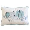 Embroidered Pumpkin Lumbar Throw Pillow – Misty Blue Fall Accent Cushion