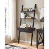 Home office desk workspace writing table bookcase ladder one drawer two shelves handleless design modern