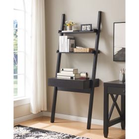 Home office desk workspace writing table bookcase ladder one drawer two shelves handleless design modern