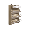 White +Oak Color shoe cabinet with 3 doors 2 drawers,PVC door with shape ,large space for storage