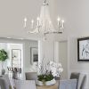 Crylite French Country Candle-Shaped 6-Light Crystal Bead Strands Metal Wheel Chandelier