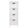 Bathroom Storage Cabinet Sleek 4 Drawer White Wooden Organizer Durable P2 MDF Easy Assembly with Hardware Kit Ideal for Bathroom and Bedroom Decor