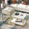 2 Pieces Modern Nesting Coffee Table Set with Drawer and Shelf