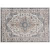 HOMCOM 4x6 Area Rug, Vintage Machine Washable Rug, Non-Slip Carpet for Living Room, Bedroom, Dining Room, Brown & Light Blue
