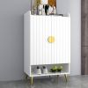 Yellar Nordic Entryway White Shoe Storage Cabinet with Doors & Open Shelves 5-Tier