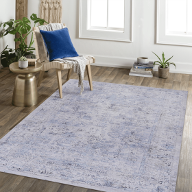 LOOM & LUXE Area Rug 6x9, Washable Rug, Low-Pile, Non-Slip, Non-Shedding, Foldable, Kid & Pet Friendly - Area Rugs for living room, bedroom