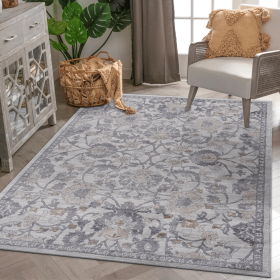 LOOM & LUXE Collection 5X7 Sand/Ivory/Oriental Non-Shedding Living Room Bedroom Dining Home Office Stylish and Stain Resistant Area Rug