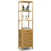 Bamboo Tower Hamper Organizer with 3-Tier Storage Shelves