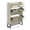 HOMCOM Shoe Organizer Cabinet Slim with 2 Flip Drawers for 12 Pairs Distressed White
