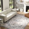 HOMCOM 5x7 Area Rug, Vintage Machine Washable Rug, Non-Slip Carpet for Living Room, Bedroom, Dining Room, Brown & Light Blue