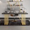 47.2" Rectangular Modern Home Office Desk with Solid Wood Table Top & Gold Frame