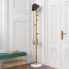 Coat Rack Brass Gold Round Hooks Entryway Freestanding Coat Hanger Marble Base