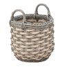 Zita Round Resin Woven Wicker Multi-Use Storage Basket with Handles - 18" x 18" x 15.7" - White-Gray - For Towel, Toys