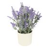 11-inch x 4-inch Artificial Lavender Plant in White Pot, Purple, for Indoor Use, by