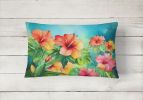 State Watercolor Flowers Throw Pillow Throw Pillow for Indoor Couch Bed Outdoor Patio Washable, Hawaii Hawaiian Hibiscus 1642,12Hx16W