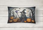 More Spooky Halloween Throw Pillow Throw Pillow for Indoor Couch Bed Outdoor Patio Washable, Witch 2282,12Hx16W