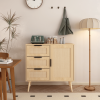 Modern Rattan Wood Dresser Wood Storage Cabinet Sideboard for Bedroom, Living Room, Entryway, Hallway