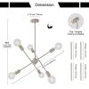 Modern Sputnik Chandelier Lighting 6 Lights Brushed Nickel Chandelier Mid Century Pendant Lighting Gold Ceiling Light Fixture for Hallway Bar Kitchen