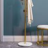 Coat Rack Brass Gold Round Hooks Entryway Freestanding Coat Hanger Marble Base