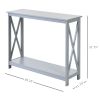 HOMCOM Entryway Console Table 2-Tier Sofa Table with Storage Shelf Modern Design Grey