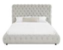 1pc Contemporary Upholstered Queen Bed Tufted Headboard and Footboard Bedroom Furniture Dove Gray