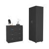 2 Piece Bedroom Set, London Armoire + Capri Three Drawer Dresser, Black
