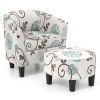 2pcs Modern Accent Tub Chair and Ottoman Set with Fabric Upholstered