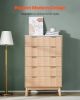 VEVOR 5 Fluted Drawer Dresser, Wooden Chest of Drawers with Sliding & Anti-tip Device, Modern Minimalist Dresser Chest