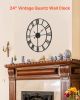 Wall Clock 24 in Roman Numerals Battery Operated Silent Clocks for Living Room