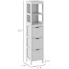 HOMCOM Narrow Bathroom Storage Cabinet, Bathroom Cabinet with 3 Drawers & 2 Open Shelves, Slim Bathroom Floor Cabinet, White