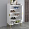 Yellar Nordic Entryway White Shoe Storage Cabinet with Doors & Open Shelves 5-Tier