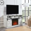 Modern Farmhouse TV Media Stand, Large Barn Inspired Home Entertainment Console, with 23" Fireplace Insert, for TV Up to 65''