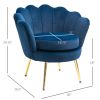 HOMCOM Velvet-Touch Accent Chair Leisure Club Chair Gold Metal Legs for Living Room Blue