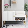 Shoe Storage Entryway Bench Shoe Rack with Storage Cabinet in White (31.5'')