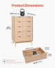 VEVOR 5 Fluted Drawer Dresser, Wooden Chest of Drawers with Sliding & Anti-tip Device, Modern Minimalist Dresser Chest