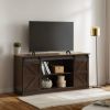 58" Farmhouse TV Stand and Entertainment Center for Televisions up to 65 Inchs,with Sliding Barn Doors and Storage Cabinets,Espresso