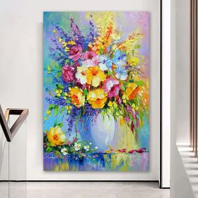 Oil Painting Hand Painted Vertical Abstract Floral / Botanical Modern Luxurious corridor living room bedroom decoration painting (size: 60X90cm)