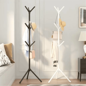 Clothes and Hats Rack Floor To Floor Bedroom Coat Hook Bedroom Vertical Tree Branch Shape Holder Hat Scarf Handbag Storage Hange (Color: Black)