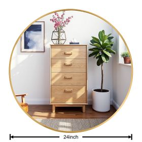 Round Mirror 24 inch, Circle Wall Mirror Metal Frame, Circle Bathroom Mirror, Circular Mirrors for Wall, Living Room, Bedroom, Vanity, Entryway (Color: Gold)