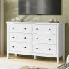 6 Drawer Dresser For Bedroom, Wood Storage Cabinet With Black Handles, Modern Closet Of Drawers for Living Room
