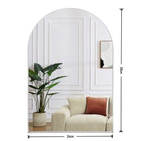 Arched Wall Mirror, 24"×36" Bathroom Mirror Deep Frame (Color: Silver)
